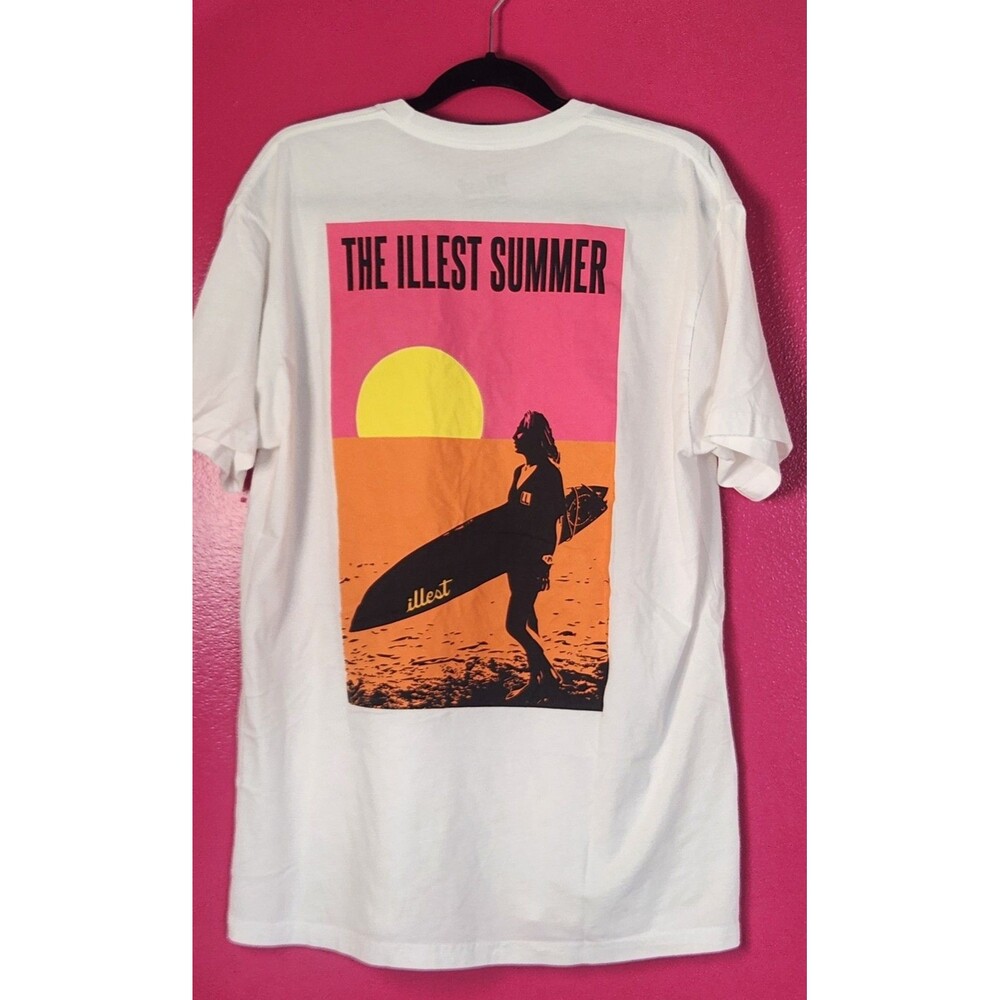 Illest Summer Mens XL White T Shirt Streetwear Surfer Graphic Print